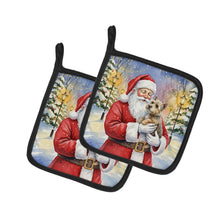 Load image into Gallery viewer, Cairn Terrier with Santa Claus Pair of Pot Holders