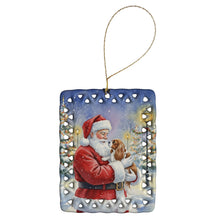 Load image into Gallery viewer, Cavalier Spaniel with Santa Claus Porcelain Ornament
