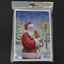 Load image into Gallery viewer, Cavalier Spaniel with Santa Claus Greeting Cards Pack of 8