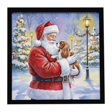 Load image into Gallery viewer, Cavalier Spaniel with Santa Claus Framed Metal Print