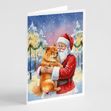 Load image into Gallery viewer, Chow Chow with Santa Claus Greeting Cards Pack of 8