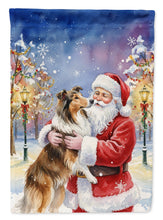 Load image into Gallery viewer, Collie with Santa Claus House Flag