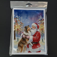 Load image into Gallery viewer, Collie with Santa Claus Greeting Cards Pack of 8