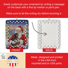 Load image into Gallery viewer, Black and Tan Dachshund with Santa Claus Porcelain Ornament