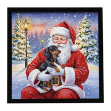 Load image into Gallery viewer, Black and Tan Dachshund with Santa Claus Framed Metal Print