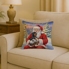 Load image into Gallery viewer, Black and Tan Dachshund with Santa Claus Throw Pillow