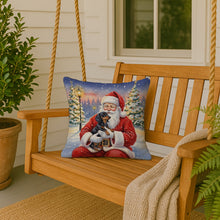 Load image into Gallery viewer, Black and Tan Dachshund with Santa Claus Throw Pillow