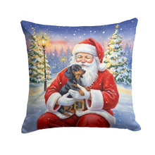 Load image into Gallery viewer, Black and Tan Dachshund with Santa Claus Throw Pillow