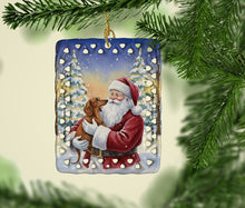 Load image into Gallery viewer, Dachshund with Santa Claus Porcelain Ornament