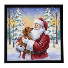 Load image into Gallery viewer, Dachshund with Santa Claus Framed Metal Print