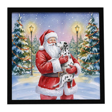 Load image into Gallery viewer, Dalmatian with Santa Claus Framed Metal Print