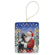 Load image into Gallery viewer, Doberman Pinscher with Santa Claus Porcelain Ornament