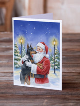 Load image into Gallery viewer, Doberman Pinscher with Santa Claus Greeting Cards Pack of 8