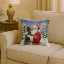 Load image into Gallery viewer, Doberman Pinscher with Santa Claus Throw Pillow