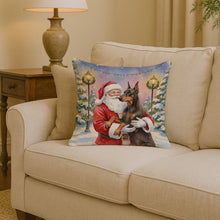 Load image into Gallery viewer, Fawn Doberman Pinscher with Santa Claus Throw Pillow