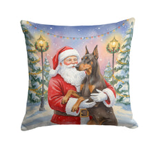 Load image into Gallery viewer, Fawn Doberman Pinscher with Santa Claus Throw Pillow