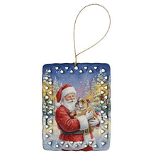Load image into Gallery viewer, English Bulldog with Santa Claus Porcelain Ornament