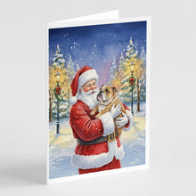Load image into Gallery viewer, English Bulldog with Santa Claus Greeting Cards Pack of 8