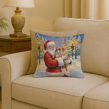 Load image into Gallery viewer, English Bulldog with Santa Claus Throw Pillow