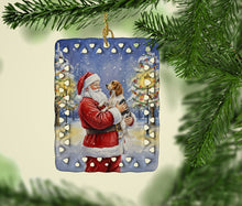 Load image into Gallery viewer, English Setter with Santa Claus Porcelain Ornament