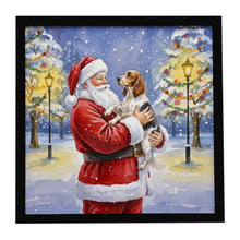 Load image into Gallery viewer, English Setter with Santa Claus Framed Metal Print