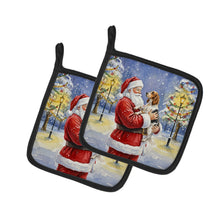 Load image into Gallery viewer, English Setter with Santa Claus Pair of Pot Holders