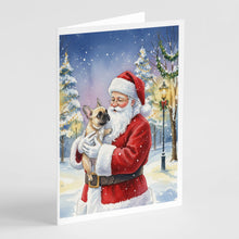 Load image into Gallery viewer, French Bulldog with Santa Claus Greeting Cards Pack of 8