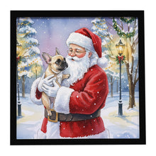 Load image into Gallery viewer, French Bulldog with Santa Claus Framed Metal Print