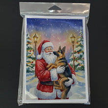 Load image into Gallery viewer, German Shepherd with Santa Claus Greeting Cards Pack of 8