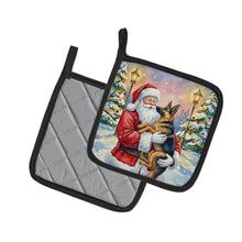 Load image into Gallery viewer, German Shepherd with Santa Claus Pair of Pot Holders