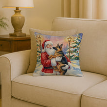 Load image into Gallery viewer, German Shepherd with Santa Claus Throw Pillow