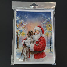 Load image into Gallery viewer, German Shorthaired Pointer with Santa Claus Greeting Cards Pack of 8