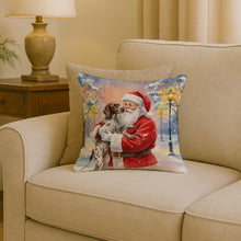 Load image into Gallery viewer, German Shorthaired Pointer with Santa Claus Throw Pillow