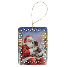 Load image into Gallery viewer, German Wirehaired Pointer with Santa Claus Porcelain Ornament