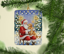 Load image into Gallery viewer, Golden Retriever with Santa Claus Porcelain Ornament