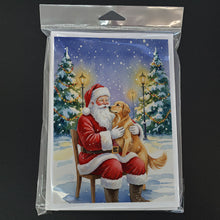 Load image into Gallery viewer, Golden Retriever with Santa Claus Greeting Cards Pack of 8