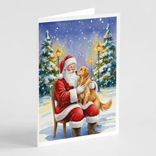 Load image into Gallery viewer, Golden Retriever with Santa Claus Greeting Cards Pack of 8