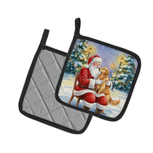 Load image into Gallery viewer, Golden Retriever with Santa Claus Pair of Pot Holders