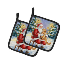 Load image into Gallery viewer, Golden Retriever with Santa Claus Pair of Pot Holders