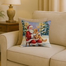 Load image into Gallery viewer, Golden Retriever with Santa Claus Throw Pillow