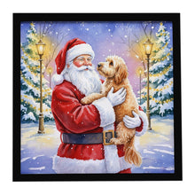 Load image into Gallery viewer, Goldendoodle with Santa Claus Framed Metal Print
