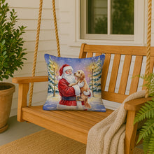 Load image into Gallery viewer, Goldendoodle with Santa Claus Throw Pillow