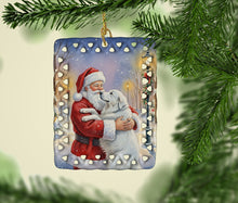 Load image into Gallery viewer, Great Pyrenees with Santa Claus Porcelain Ornament