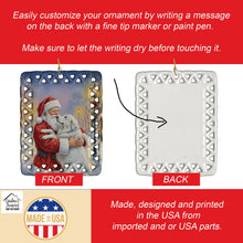 Load image into Gallery viewer, Great Pyrenees with Santa Claus Porcelain Ornament