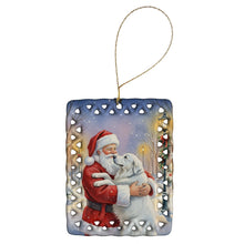 Load image into Gallery viewer, Great Pyrenees with Santa Claus Porcelain Ornament