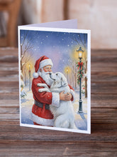 Load image into Gallery viewer, Great Pyrenees with Santa Claus Greeting Cards Pack of 8