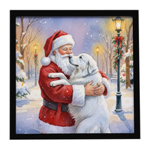 Load image into Gallery viewer, Great Pyrenees with Santa Claus Framed Metal Print