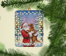 Load image into Gallery viewer, Irish Setter with Santa Claus Porcelain Ornament