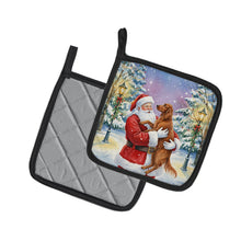 Load image into Gallery viewer, Irish Setter with Santa Claus Pair of Pot Holders