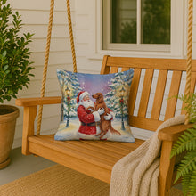 Load image into Gallery viewer, Irish Setter with Santa Claus Throw Pillow